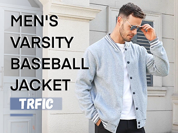 Cross-Border Men's Autumn and Winter Fleece American Retro Baseball Jacket Loose Casual Stand Collar Single-Breasted Men's Coat by DERILUJA LLC