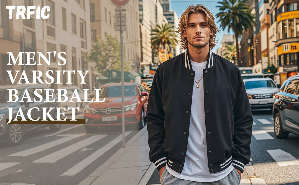 Cross-Border Men's Autumn and Winter Fleece American Retro Baseball Jacket Loose Casual Stand Collar Single-Breasted Men's Coat by DERILUJA LLC