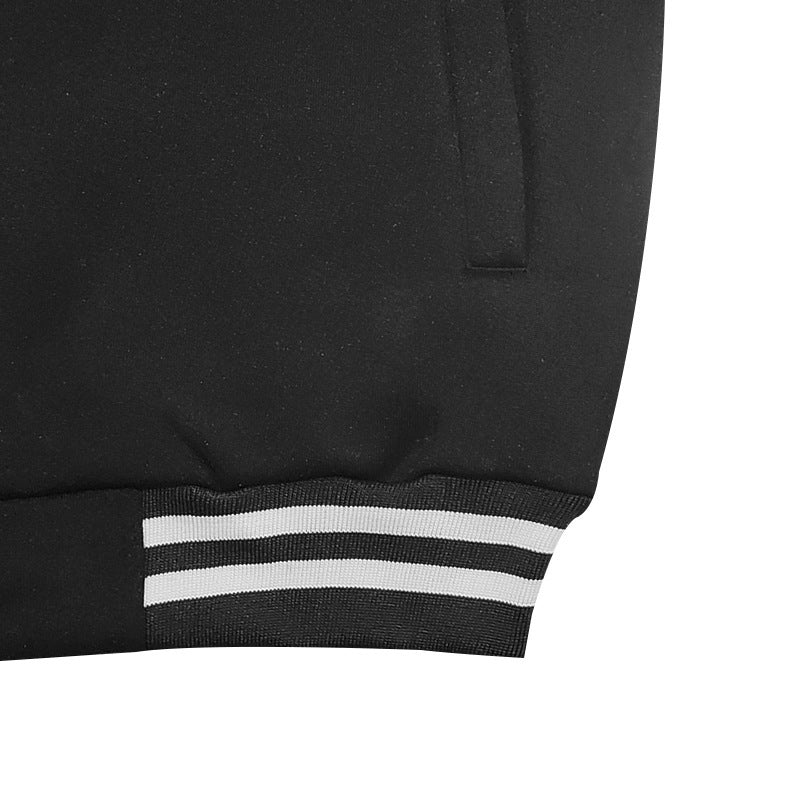 Cross-Border Men's Autumn and Winter Fleece American Retro Baseball Jacket Loose Casual Stand Collar Single-Breasted Men's Coat by DERILUJA LLC