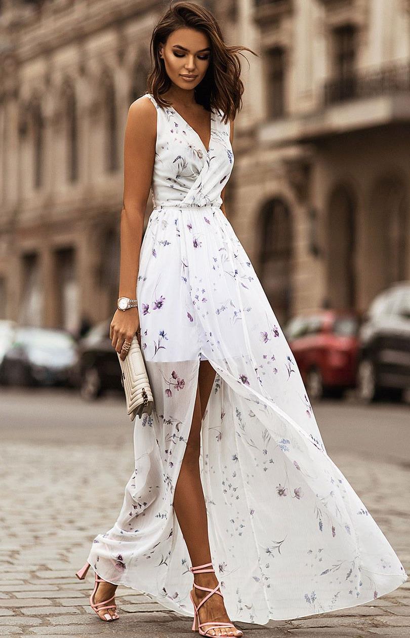 Dress Summer 2023 New Independent Station Wish Amazon Chiffon Print Strap Skirt Foreign Trade Women's Skirt by DERILUJA LLC