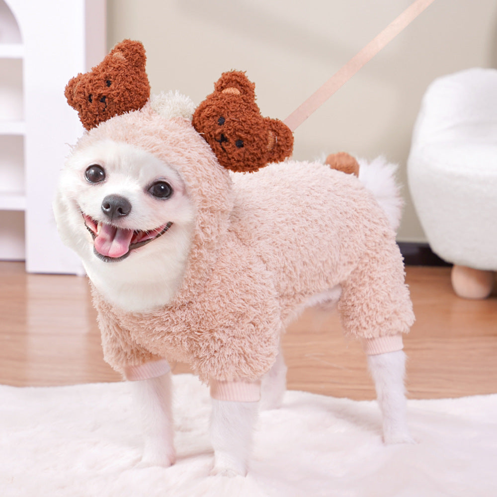 Cross-Border Pet Dog Clothes, Cat Autumn and Winter Four-Legged Cotton Coat, Cartoon Transformation Clothing, Cat Clothing, Dog Clothing Supplies by DERILUJA LLC