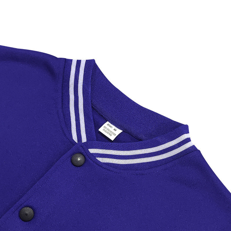 Cross-Border Men's Autumn and Winter Fleece American Retro Baseball Jacket Loose Casual Stand Collar Single-Breasted Men's Coat by DERILUJA LLC