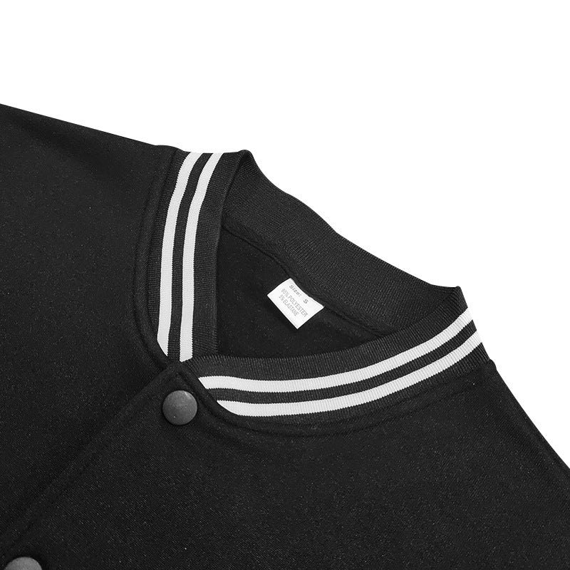 Cross-Border Men's Autumn and Winter Fleece American Retro Baseball Jacket Loose Casual Stand Collar Single-Breasted Men's Coat by DERILUJA LLC
