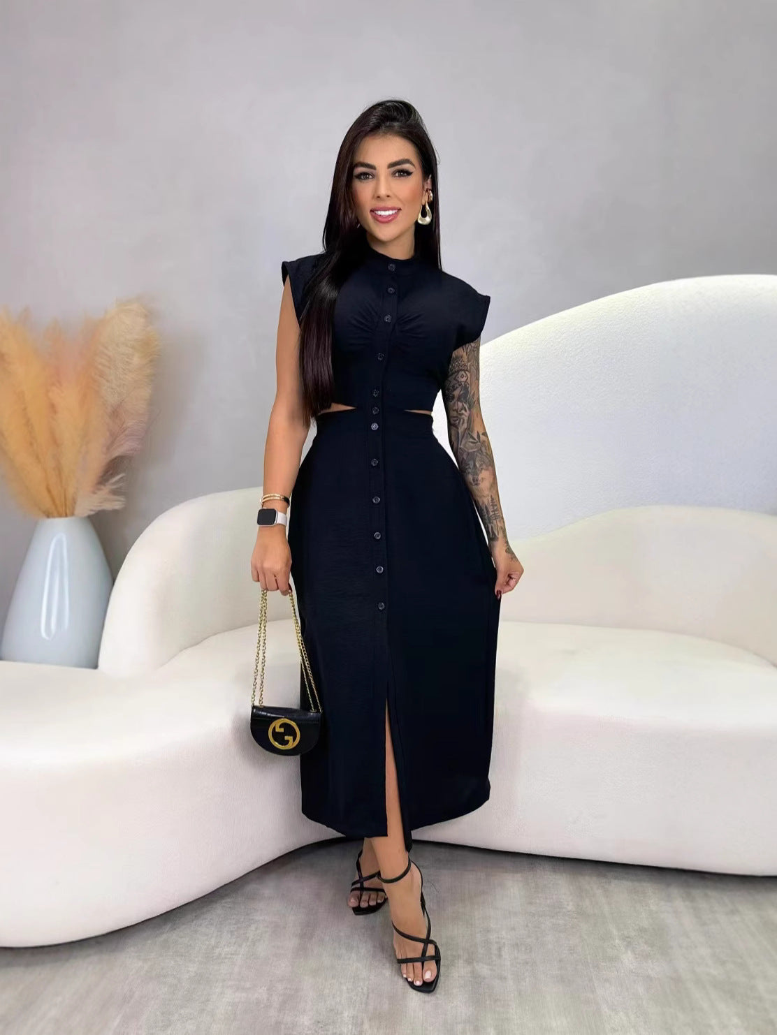 Brand 2025 Spring Lolita Sweet Women's Polyester Stand Collar Oversized Skirt Dress Early Autumn Dress Set by DERILUJA LLC