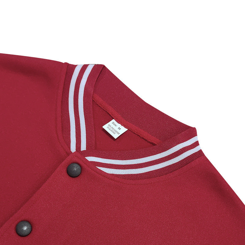 Cross-Border Men's Autumn and Winter Fleece American Retro Baseball Jacket Loose Casual Stand Collar Single-Breasted Men's Coat by DERILUJA LLC
