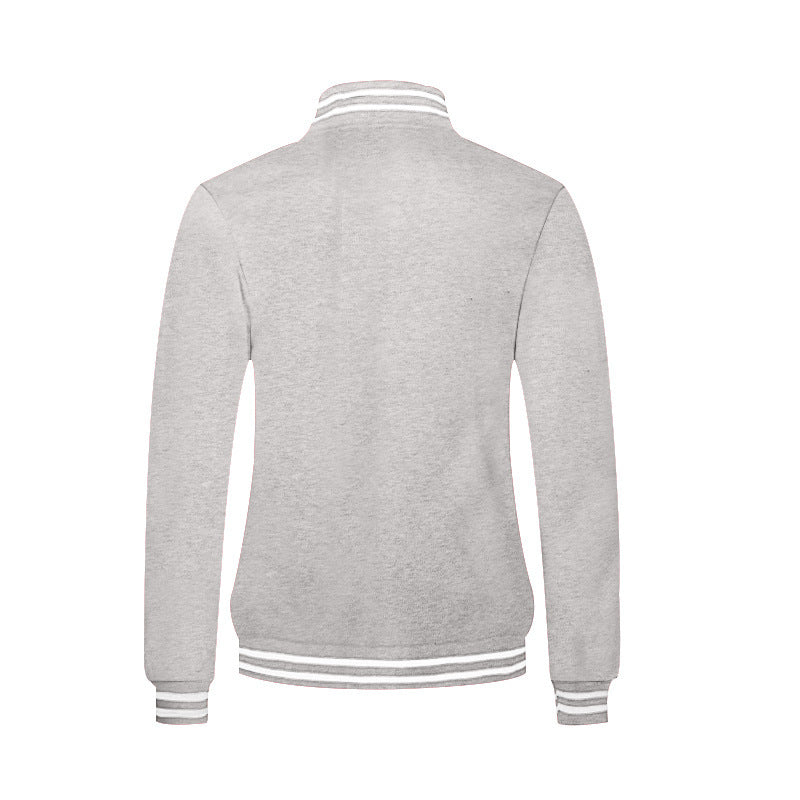Cross-Border Men's Autumn and Winter Fleece American Retro Baseball Jacket Loose Casual Stand Collar Single-Breasted Men's Coat by DERILUJA LLC