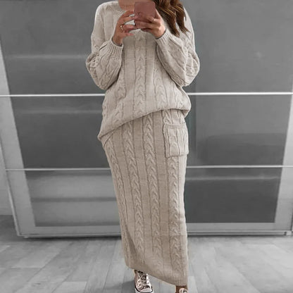 Autumn Winter Women Knitted 2 Pieces Set Gs