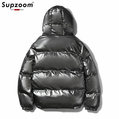 Supzoom New Arrival Top Fashion Hip Hop Print Bread Suit Winter Cotton Couple Cold Clothes Hooded Casual Men's Jacket And Coats