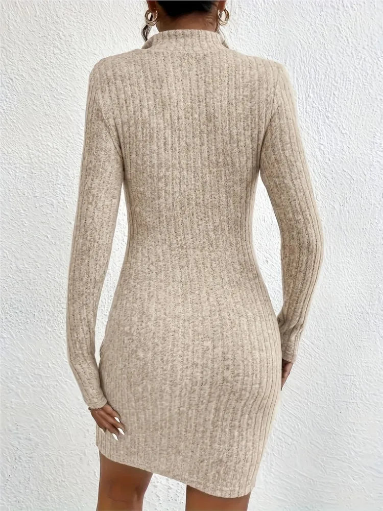 Fashion Solid Mini Dress Casual Plain Long Sleeve Bodycon Party Hip Wrap Dresses Robe by DERILUJA LLC