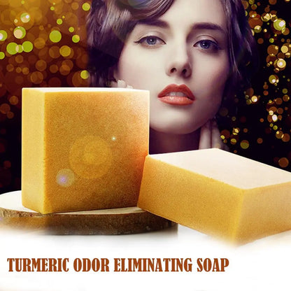 80g Natural Turmeric Soap Acne Dark Spots Removal Skin Brighten Handmade Soap Face Cleansing Body Bleaching Bath Whitening Soap