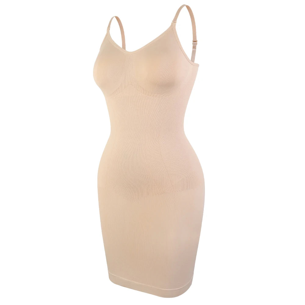 Suspender Dress Shaper Women New Slim Fit Dress Tummy Control Full Slips Breathable Body Shaper Slim S-3XL Plus Size by DERILUJA LLC