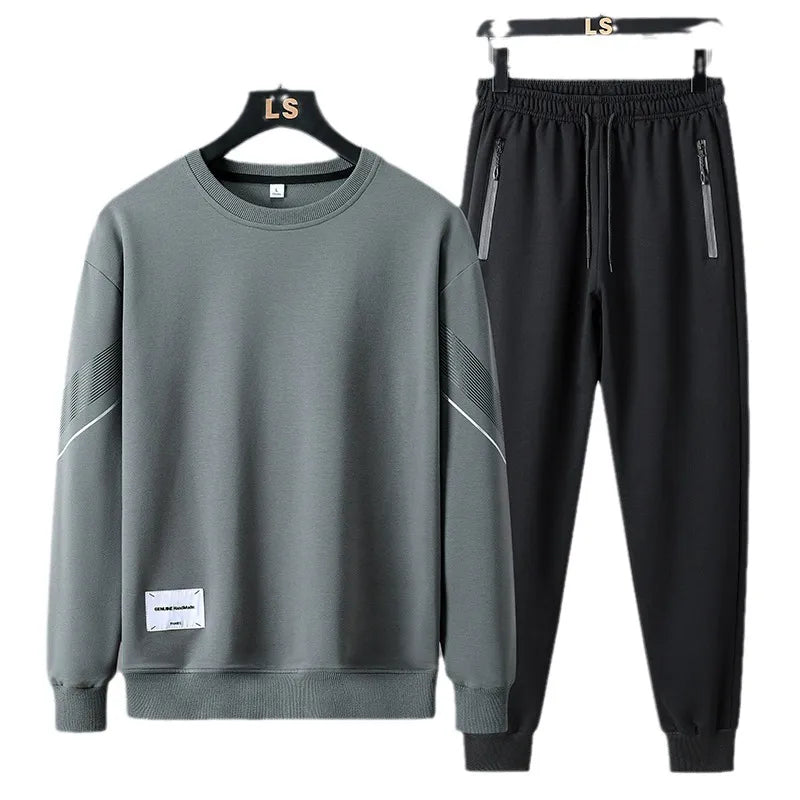 New Fashion Round Neck Hoodie + Pants 2-piece Suits Men Tracksuit male