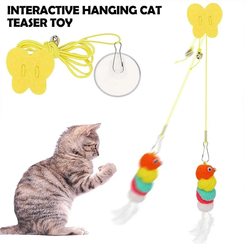 Cat Hanging Toy Elastic Adjustable Rope with Bell Interactive Kitten Toy Dragonfly Shape Swing Hanging Door Teasing Cat Toys by DERILUJA LLC
