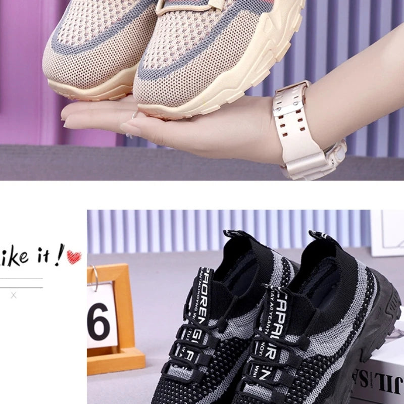 Chunky Sneakers 2025 Women's Casual Shoes Spring And Autumn Air Mesh Breathable Sports Shoes For Women's Soft Sole Running Shoes by DERILUJA LLC