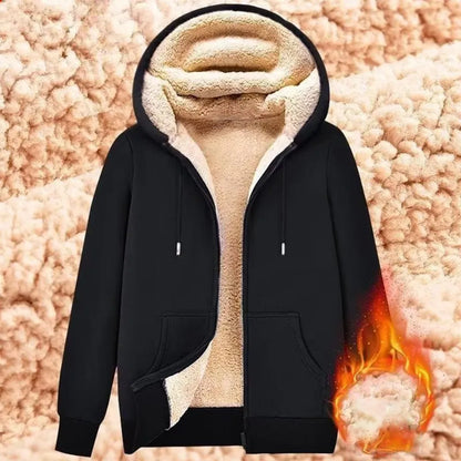 Men Fleece Warm Coats Full Zip Tops Jacket Long Sleeve Hoodies Hooded Sweatshirt Coat Casual Comfortable Breathable Outwear
