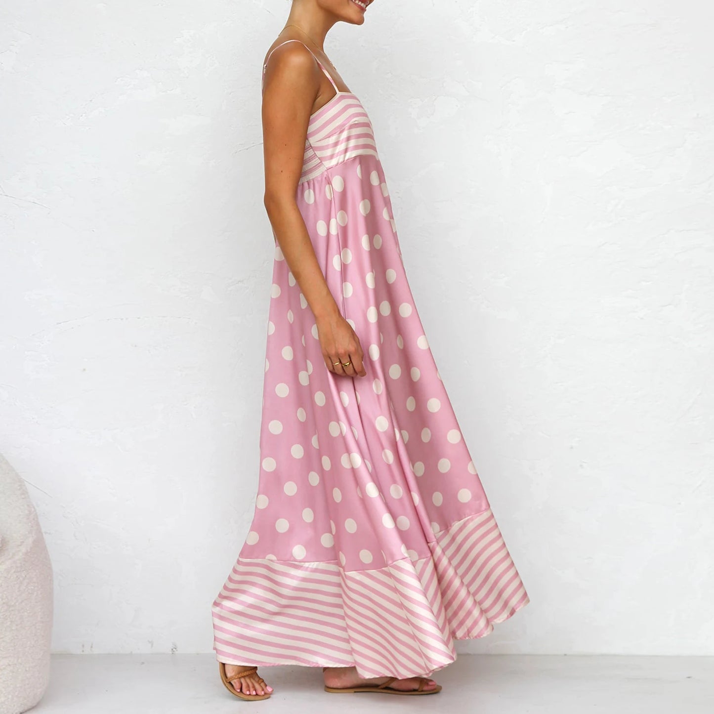 Women Sun Long Dress Swing Dress Slip Dress Spaghetti Straps Floral Backless Dresses Summer Lady Elegant Holiday Outfits by DERILUJA LLC