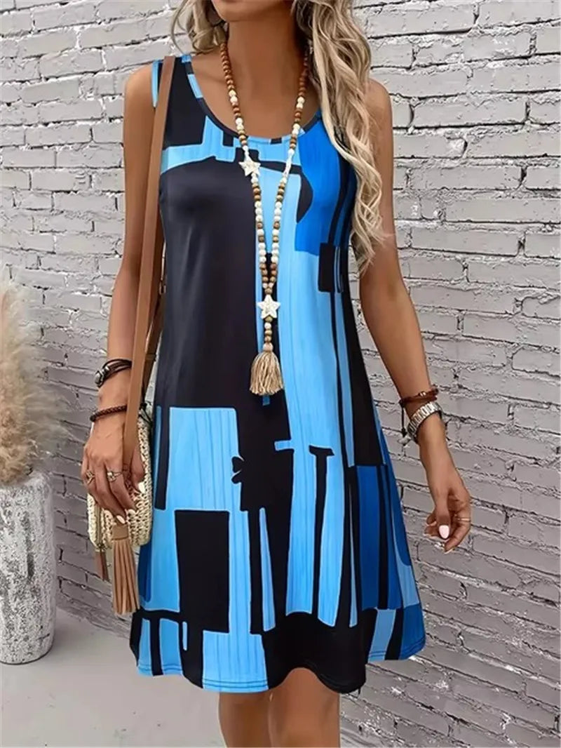 Fashion Plaid Graphic Women Mini Dresses Summer Sleeveless 3D Printed High Street Ladies A-Line Dress 3XL Big Size Casual Dress 2026 by DERILUJA LLC
