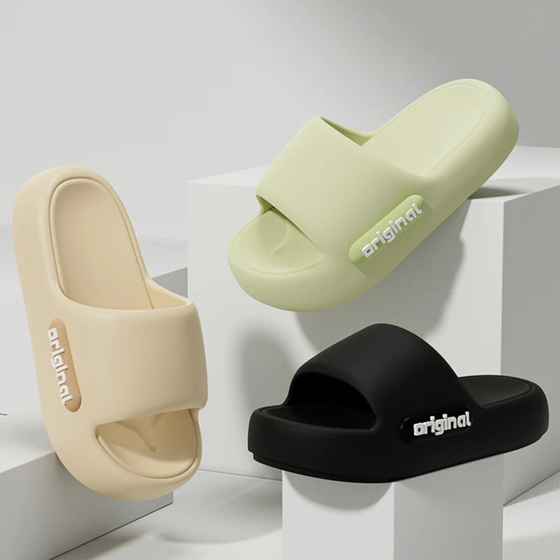 Thick Bottom Cloud Slippers Women Fashion Letter Print Platform Sandals Woman 2026 Comfortable Soft Sole Beach Pillow Slides by DERILUJA LLC