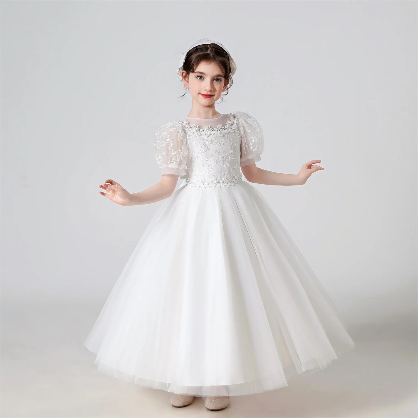 Girl Flower Dress Lace Embroidered Wedding Princess Dress Host Performance Costume Gown Christmas Party Evening Dresses by DERILUJA LLC