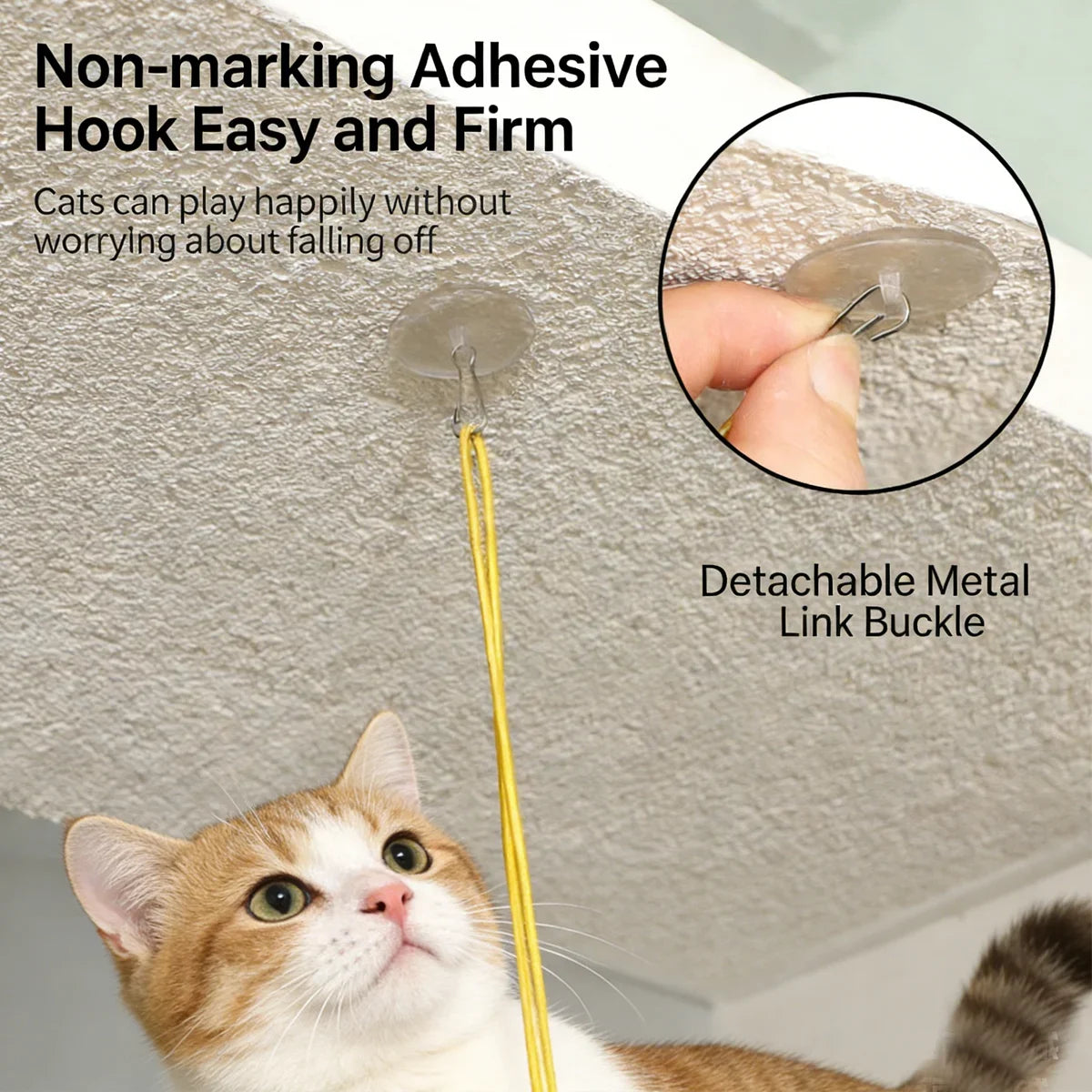 1 Pc New Cat Hanging Toy Door-Attached Stretchable Elastic Rope Self-Entertaining Cat Toy Cat Stalk by DERILUJA LLC