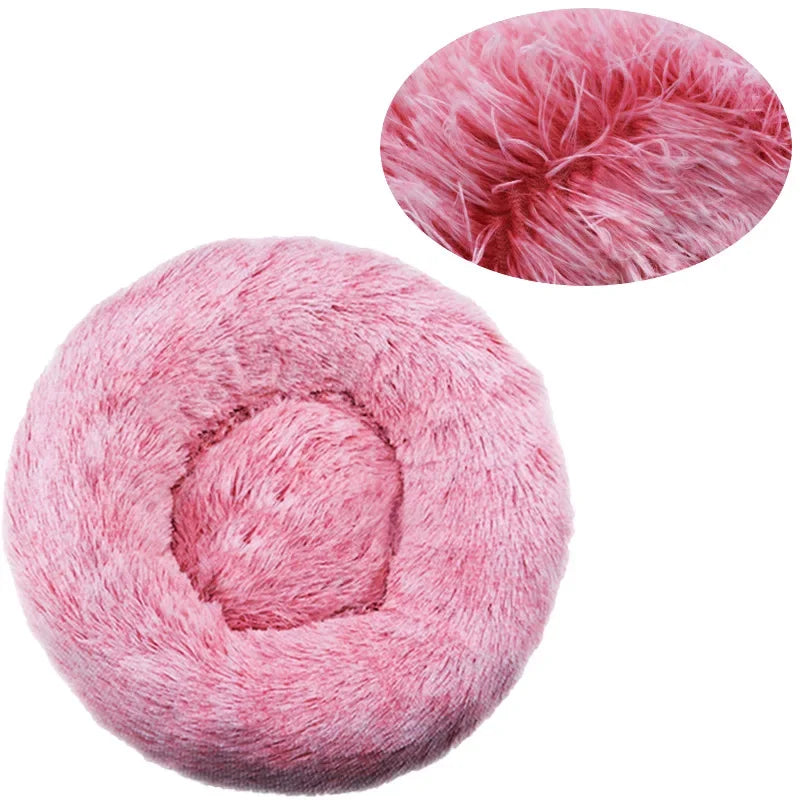 40-90cm Round Pet Bed for Large Dog Bed Super Soft Cat Bed Long Plush Dog House for Medium Dog House Winter Warm Sleeping by Badon Shop LLC