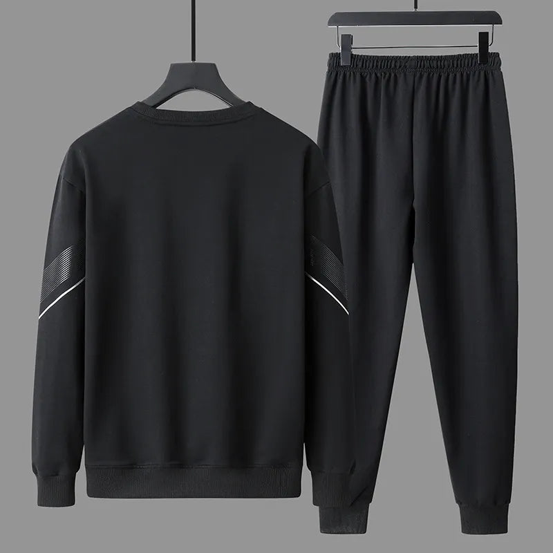 New Fashion Round Neck Hoodie + Pants 2-piece Suits Men Tracksuit male