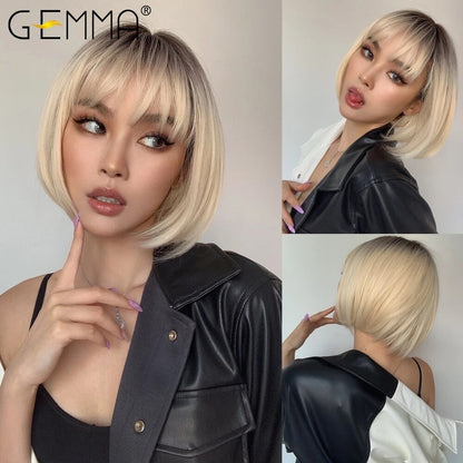 Badon marchand hair Wigs with Side Bangs Pixie Cut Short Straight Synthetic Party Cosplay Wigs for Women