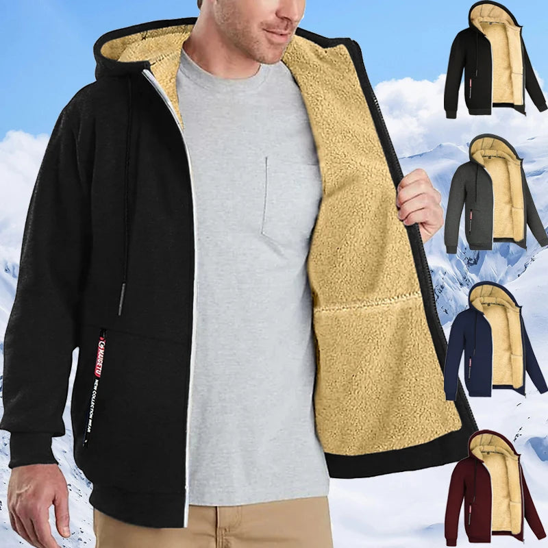 Men's Heavyweight Sherpa Fleece Lined Jackets Coats Windproof Zip Up Hoodie Winter Warm Hooded Sweatshirt Outerwear Outfits Tops by Badon Shop LLC