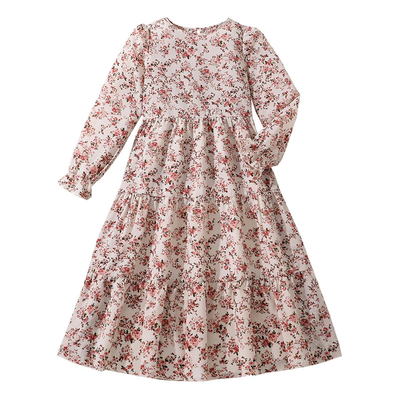 Kids Casual Dress for Girls 2026 New Spring Autumn Teenager Full Printing Long-Sleeved Dress Princess Dress Kids Daily Clothes by DERILUJA LLC