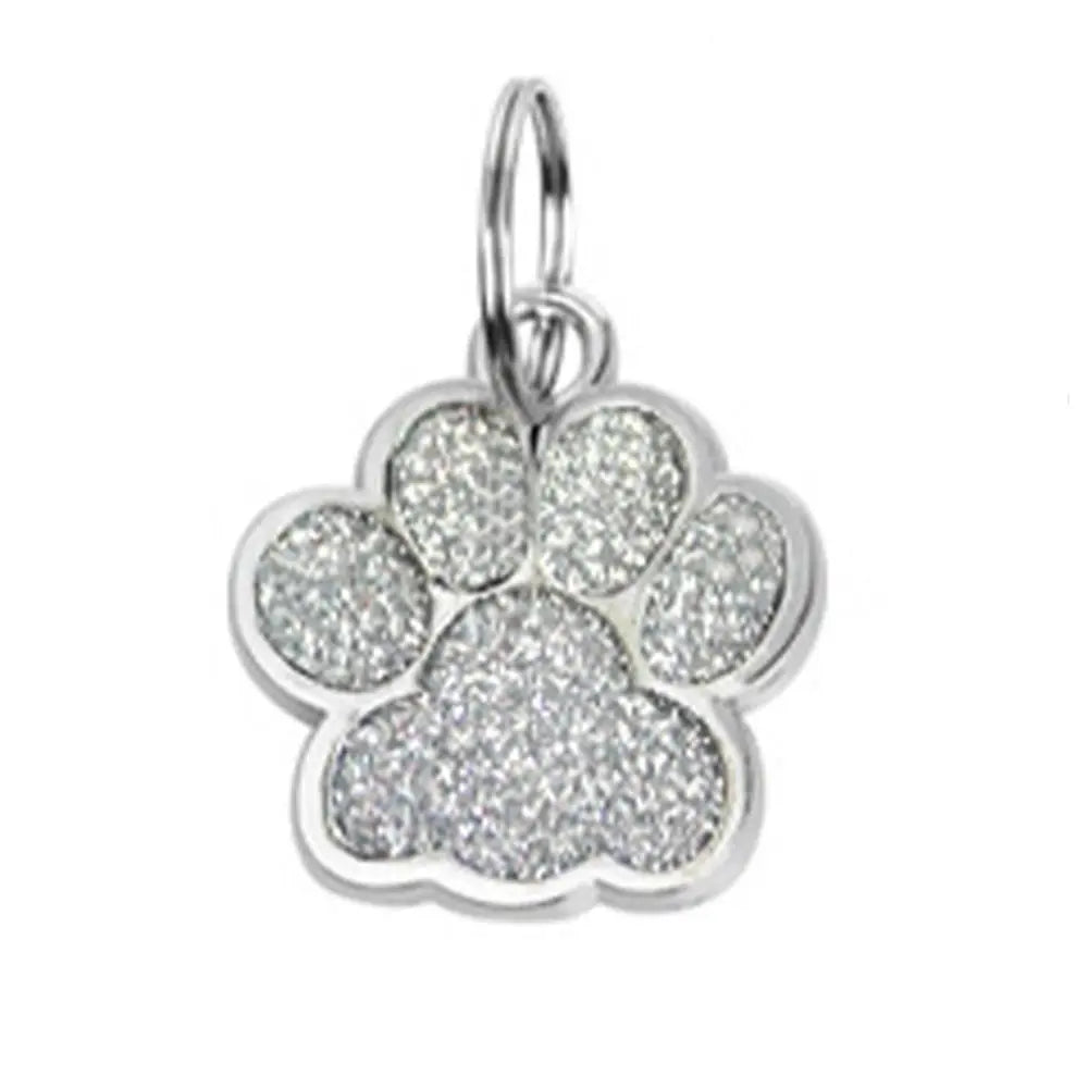 Cat Dog Paw Print Dog Cat Tags Personalized Anti-Lost Pet Glitter Pendant with Hook Exquisite Pet Collar Tag Pendant Puppy by DERILUJA LLC