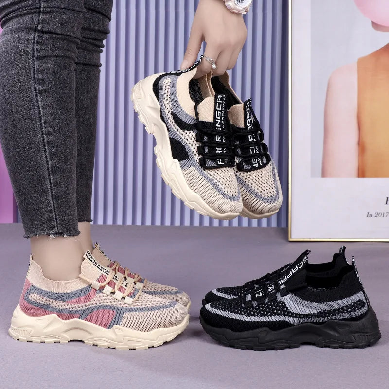 Chunky Sneakers 2025 Women's Casual Shoes Spring And Autumn Air Mesh Breathable Sports Shoes For Women's Soft Sole Running Shoes by DERILUJA LLC