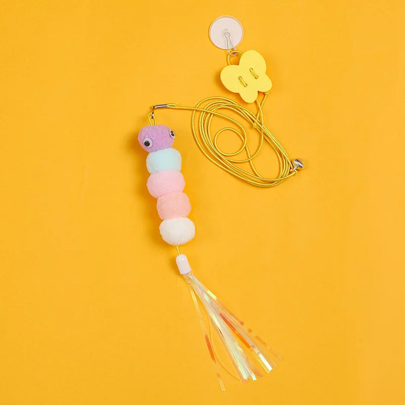 1 Pc New Cat Hanging Toy Door-Attached Stretchable Elastic Rope Self-Entertaining Cat Toy Cat Stalk by DERILUJA LLC