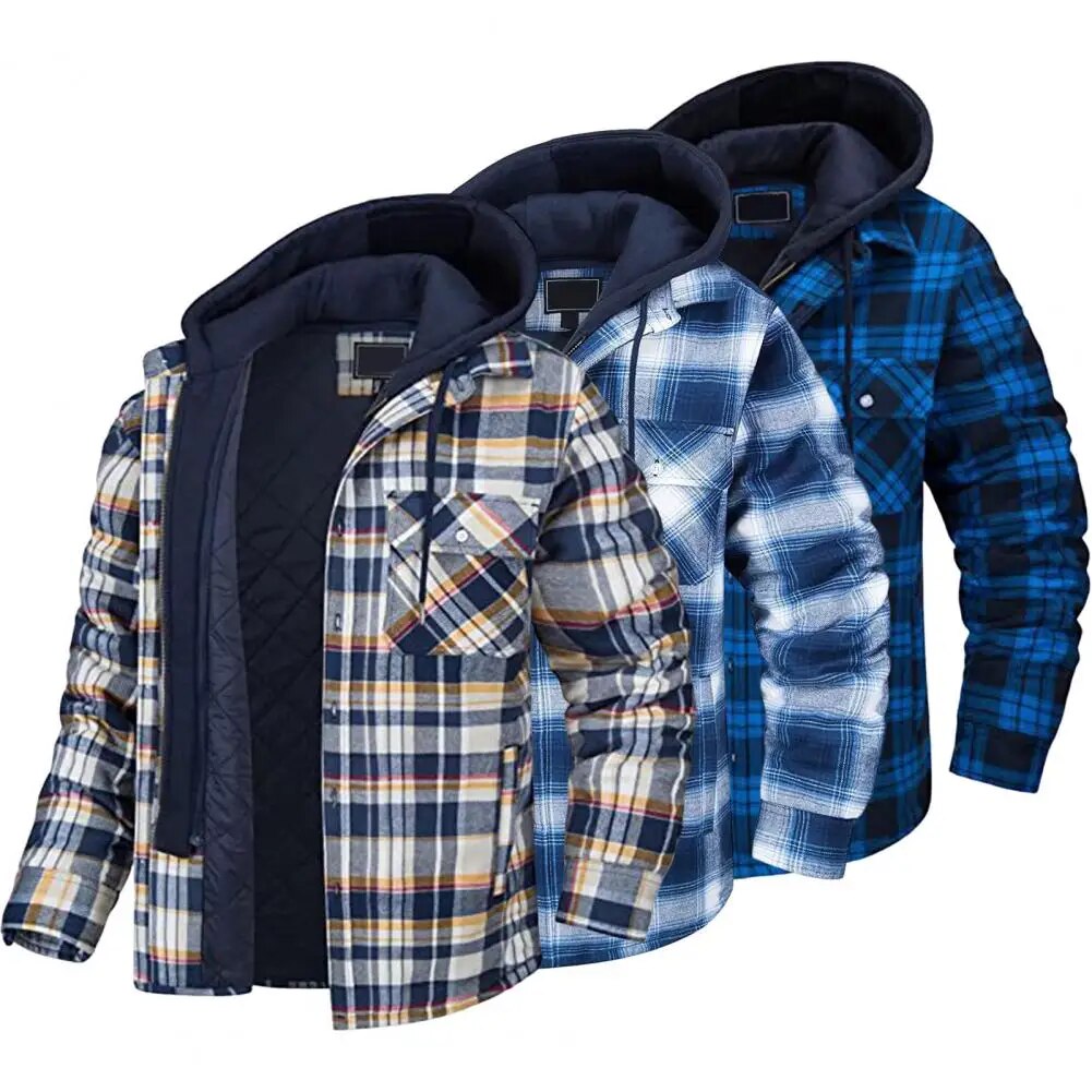 Popular Casual Jacket Buttons Closure Men Coat Drawstring Outdoor Hooded Cotton Puffer men's Jacket Coat  Cold Resistant