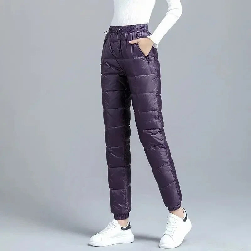 Women Casual Cotton Pantalones Oversize 4XL Warm Winter Jogger Pants Windproof Elastic High Waist Sweatpants Snow Wear Capris by DERILUJA LLC