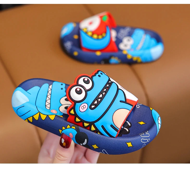 Cartoon Dinosaur Children Slippers Boy Girls Casual Shoes Flat Beach Water Shoes Indoor Soft Kids Cute Flip Flops for Boy Girl by DERILUJA LLC