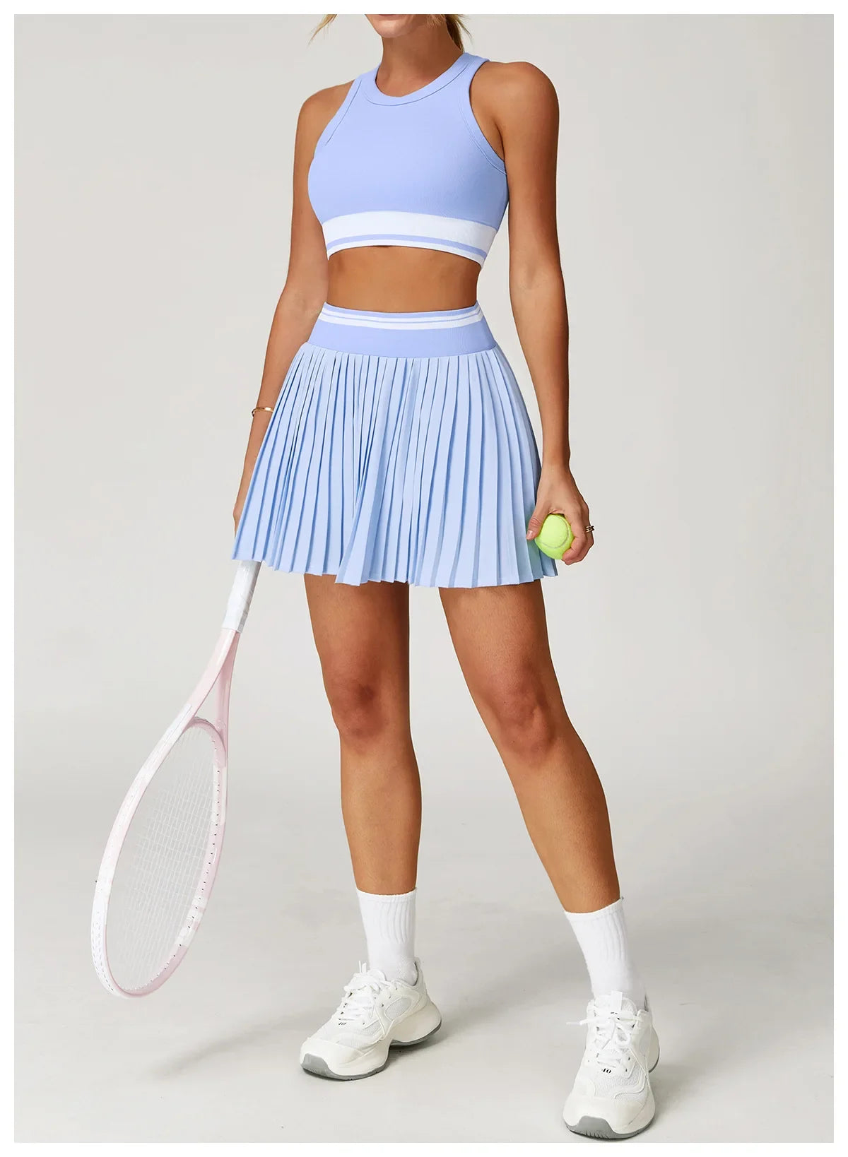 Summer Anti-Glare Tennis Skirts A-line Pleated Yoga Shorts Skirts Women High Waist Sports Fitness Skirt Gym Workout Sportswear by DERILUJA LLC