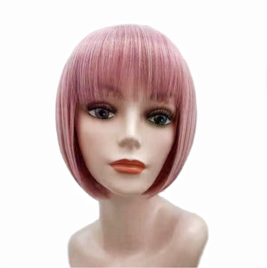 Short Bob Wig With Bangs Synthetic Wigs For Women Ombre Black Red Blonde Pink Lolita Cosplay Party Natural Hair Perruque Bob