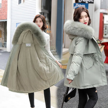 New Winter Jacket Slim with Fur Collar Warm Snows Clothes women's jacket cho