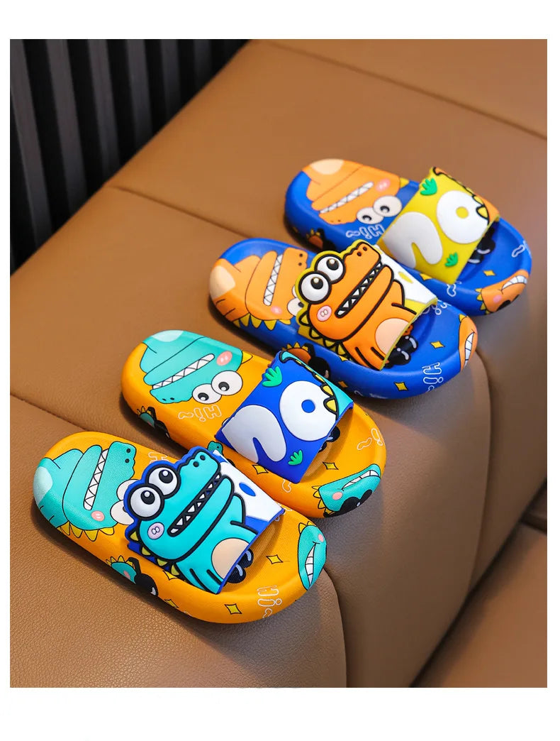 Cartoon Dinosaur Children Slippers Boy Girls Casual Shoes Flat Beach Water Shoes Indoor Soft Kids Cute Flip Flops for Boy Girl by DERILUJA LLC