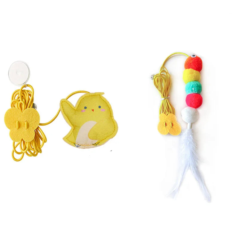 Pet Cat Toys Elasticity Retractable Hanging Door Type Interactive Toy For Kitten Mouse Catnip Scratch Rope Toy Pet Supplies by DERILUJA LLC