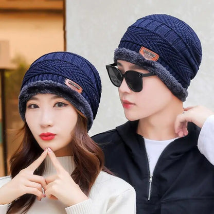 1/2PCS Ski Hats and Scarf Sets Winter Hat Neck Warm Gloves For Men Knitted Hat Thick Wool Neck Scarf Winter Beanie Balaclava