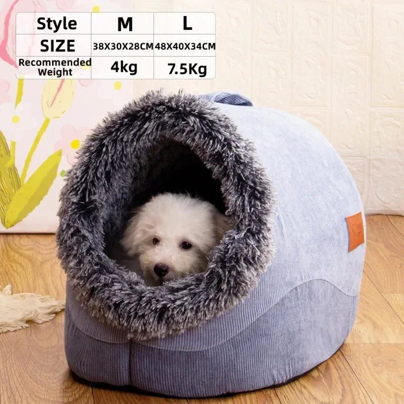 Pet House for Small Dog Cat Bed House Portable Enclosed Plush Pet Kitten Nest Winter Warm Soft Pet Cave Kennel Deep Sleep Sofa by Badon Shop LLC