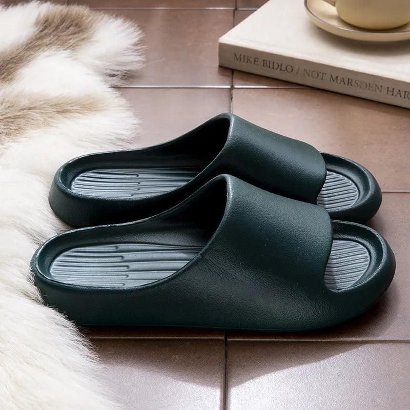 House Cloud Slippers Women Floral Slide Sandals Plus Size Soft Beach Shoes Flat Summer Indoor Outdoor Footwear Eva Home Men by DERILUJA LLC
