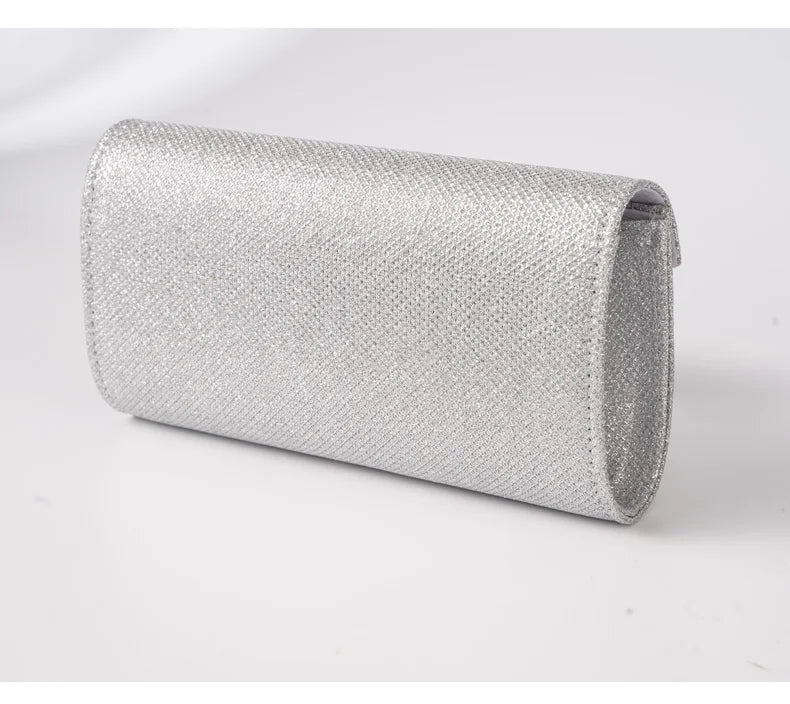 Glitter Envelope Handbag Women Silver Shiny Chain Shoulder Bag Ladies Mini Crossbody Flap Fashion Small Dress Day Clutch by DERILUJA LLC