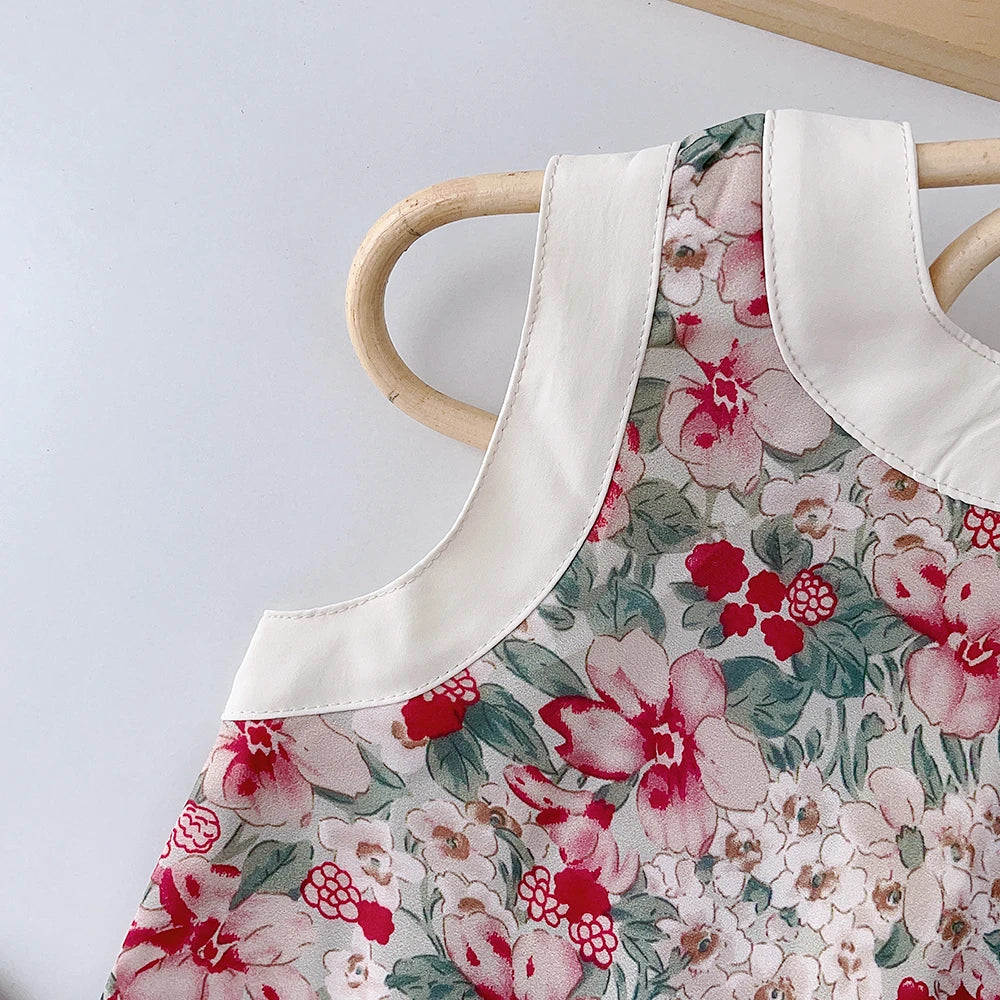 Summer Princess Party Dress Crew Neck Toddler Girls Sundress Kids Clothes by DERILUJA LLC