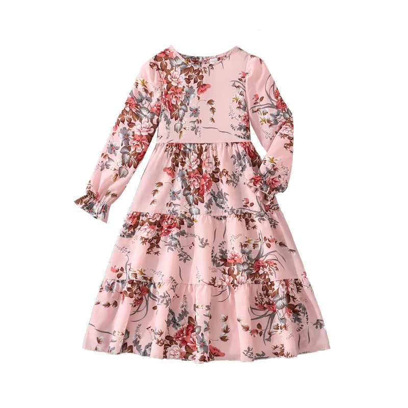 Kids Casual Dress for Girls 2026 New Spring Autumn Teenager Full Printing Long-Sleeved Dress Princess Dress Kids Daily Clothes by DERILUJA LLC