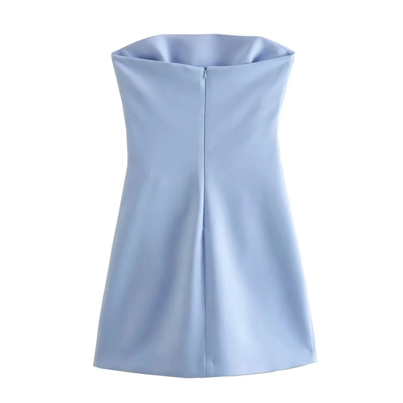 Mini Dress Woman Blue Black White Bodycon Dress Women Backless Sleeveless Summer Sexy Party Short Dresses by DERILUJA LLC