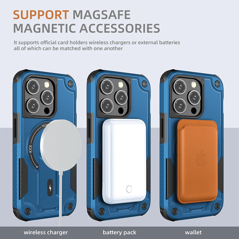 Armor Shockproof Magnetic Magsafe Wireless Charging Case For iPhone15 14 13 Pro Max Cover  iPhone 15 14 13 Pro Max Plus Cases greg