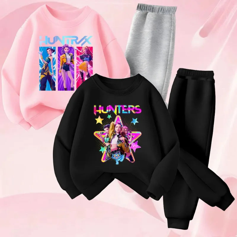 Girls Spring Autumn Cartoon Printed 2pcs Sets Children's Fashion Sweatshirts and Sweatpants Sets Baby Kids Casual Pullover Sets by DERILUJA LLC