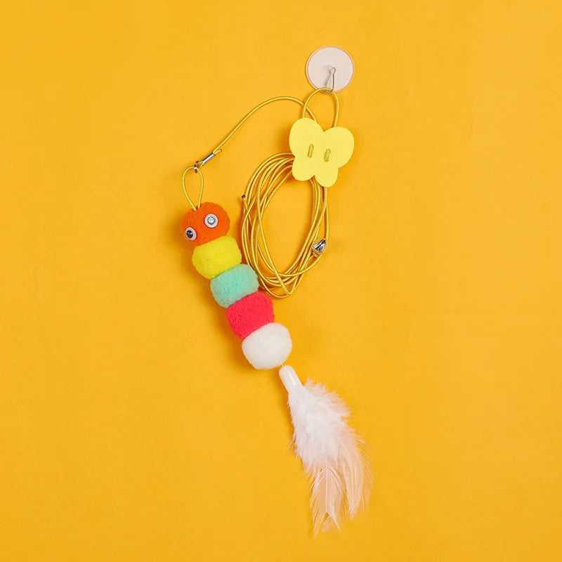 1 Pc New Cat Hanging Toy Door-Attached Stretchable Elastic Rope Self-Entertaining Cat Toy Cat Stalk by DERILUJA LLC